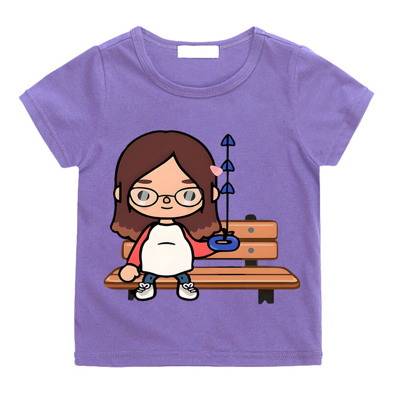 Детские футболки Лидер продаж Toca Life с рисунком мира, мультяшная одежда для маленьких девочек, летняя футболка с коротким рукавом для мальчиков, популярные детские топы