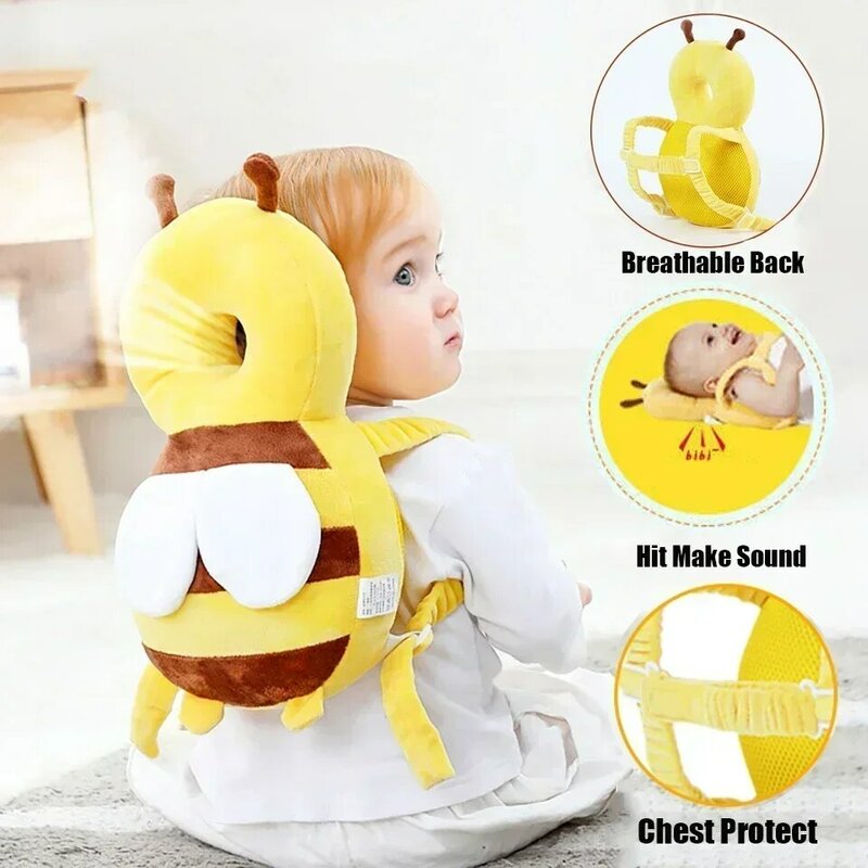 Baby's Head Back Protection Pillow, Learn Walk Chapelaria, Prevenir Segurança, Prevenção Almofada de Segurança, Cartoon Bee, Almofadas Kids, Outono