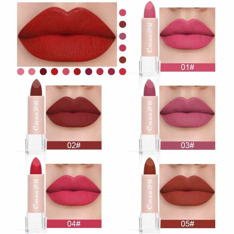Long-lasting Matte Lipstick Fashion Non-stick Cup Not Fading Red Lip Stick Waterproof Nude Matte Lipstick Women