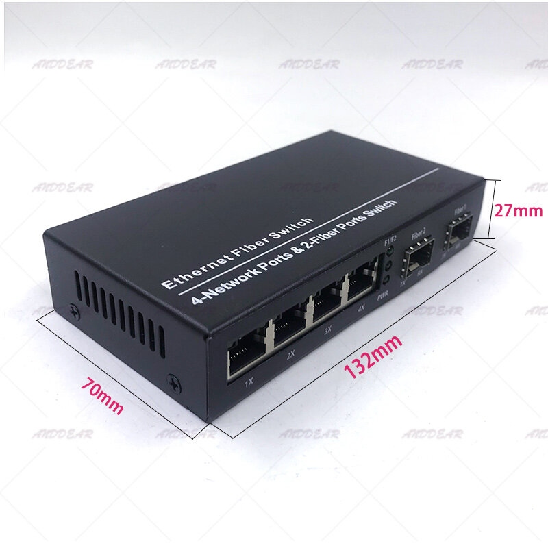 2SFP4E 10/100/1000M 기가비트 이더넷 스위치 이더넷 광섬유 미디어 컨버터, 4RJ45 & 2 * SFP 파이버 포트