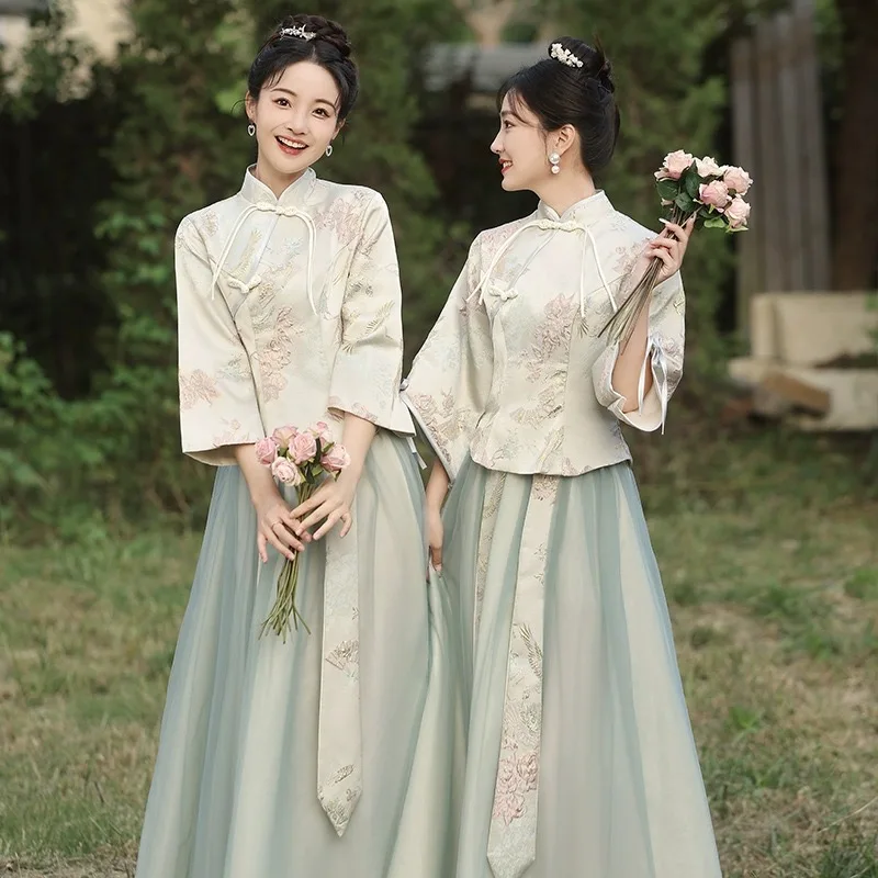 Vestidos de dama de honor de estilo chino, nuevo