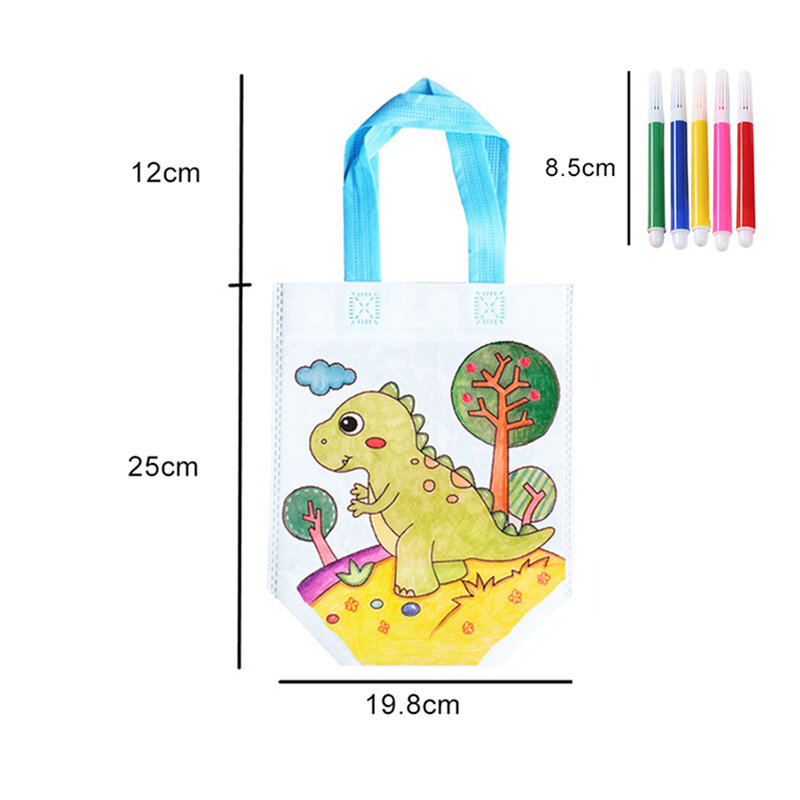 着色マーカー付きの手作り落書きバッグ,20個,子供用の手織りのバッグ,工芸品の色の充填,描画玩具
