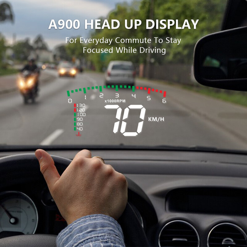 GEYIREN-pantalla Hud automática A900, proyector de coche, alarma EOBD OBD2, pantalla frontal, velocímetro, parabrisas, accesorios electrónicos