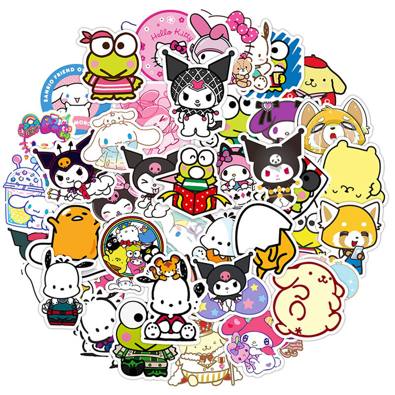 10/30/50 Stuks Esthetische Cartoon Sanrio Anime Stickers Schattige Kuromi Mijn Melodie Kerokero Keroppi Stickers Speelgoed Voor Koffer Laptop Telefoon