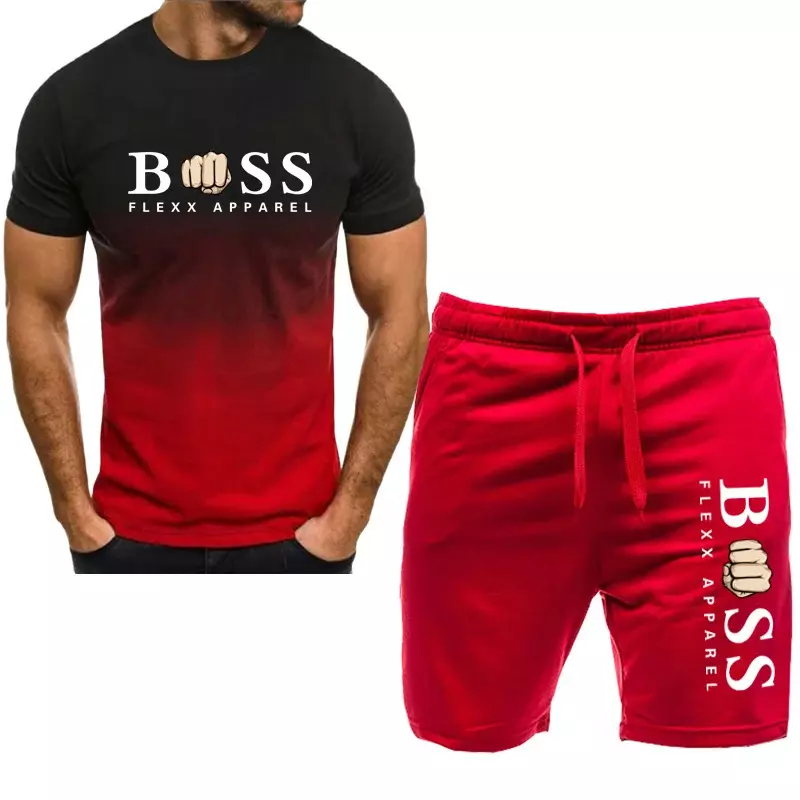 Camiseta curta de manga masculina e conjunto de shorts esportivos, calças de jogging casual, roupa esportiva, novo verão, 2 peças, 2024