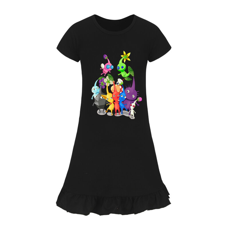 Pikmin-ropa de juego para niñas, vestidos informales de manga corta, camisones informales de dibujos animados, verano, 2024