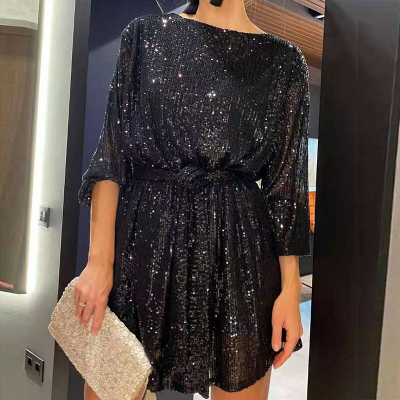 2024 New Women's Dress  Fashion Temperament Elegant Sexy Sequined Dresses Holiday Party Cocktail Party Dress Evening Dress