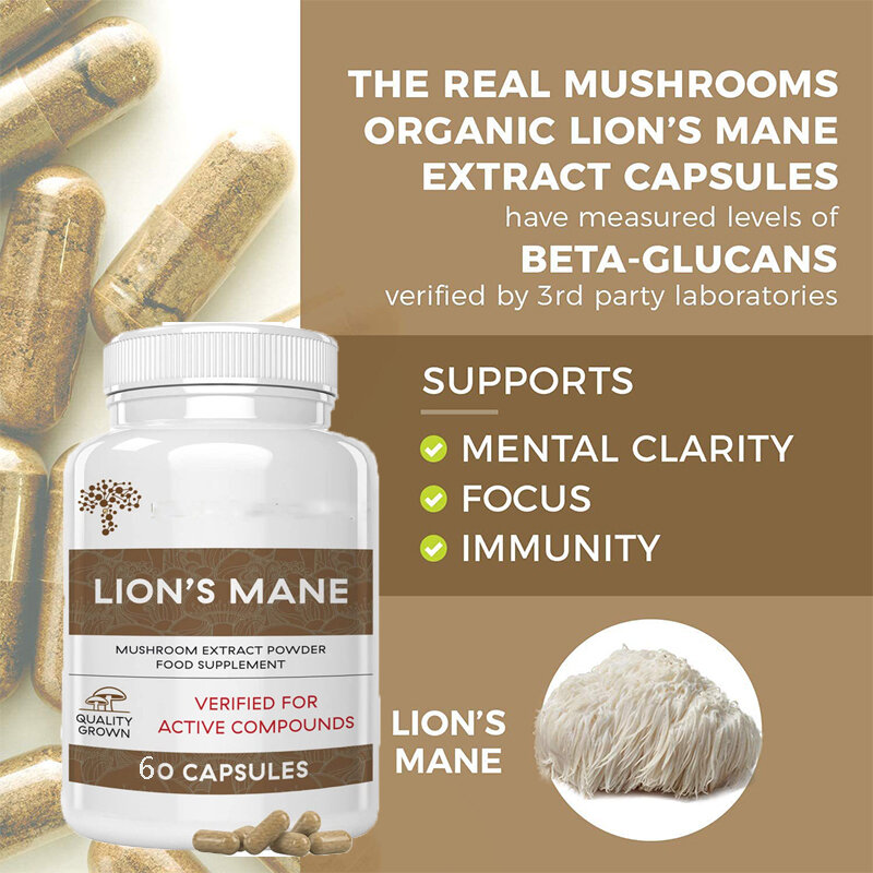 2 bottles lion mane Ganoderma lucidum mushroom capsule promotes metabolism promotes metabolism as a health food