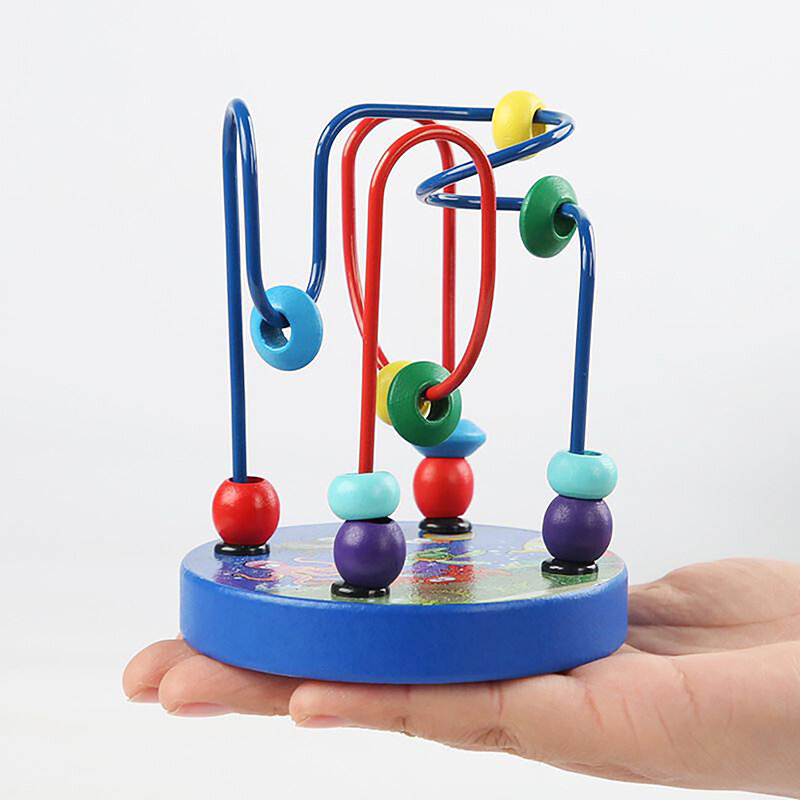 Drewniane kółka z koralików wałek labirynt podkładka zabawki Montessori edukacyjne puzzle dla chłopców dziewcząt zabawka dla dzieci