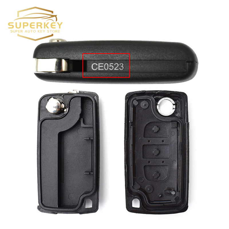 SUPERKEY Flip Remote Car Key Shell Case For Citroen C2 C3 C4 C5 C6 Xsara Berlingo For Peugeot 207 307 308 407 607 807 HU83 VA2