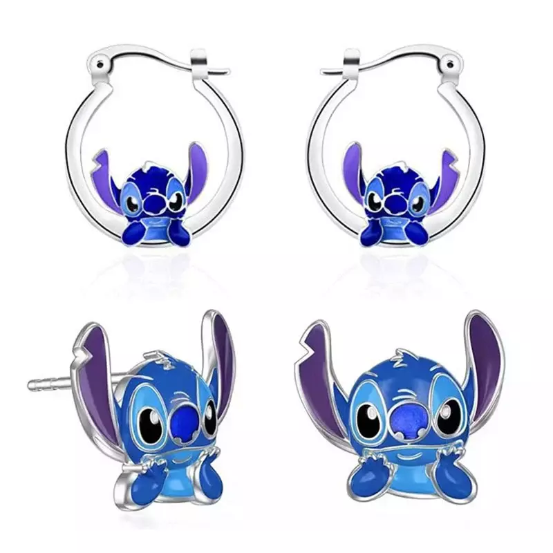 Disney Lilo & Stitch Cartoon Ear Pendants Kawaii Stitch Metal Earring Delicate Female Jewelry Accessories Girl Delicacy Gifts