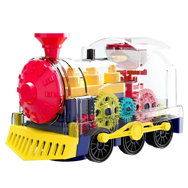 ของเล่นรูปเฟืองรถไฟ LED มีเสียงเพลงกะพริบสำหรับเด็กรถเด็กปฐมวัยของเล่นของขวัญวันเกิด
