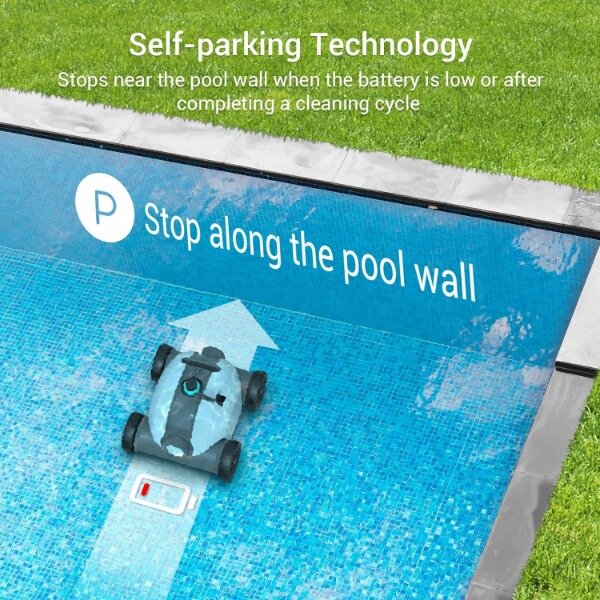 AIPER-منظف حمام سباحة آلي لاسلكي ، روبوت فراغ حمام سباحة مع محركات مزدوجة الدفع ، تكنولوجيا وقوف السيارات الذاتي ، تنظيف 90 دقيقة