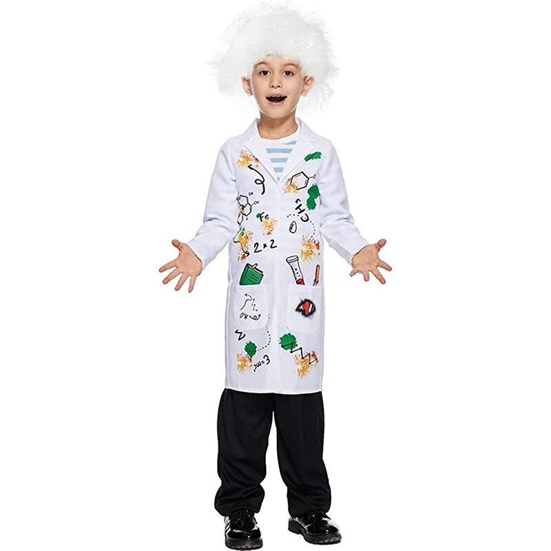 Disfraz de Halloween para niños y niñas, traje de científico loco de laboratorio, Unisex