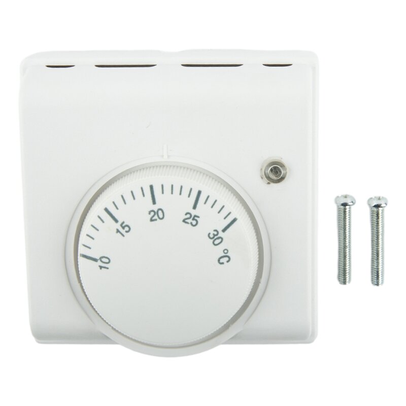 Termostato branco l83 x h83 x t31mm, controlador de temperatura, 2 fios, 220v, abs, para hotel e restaurante