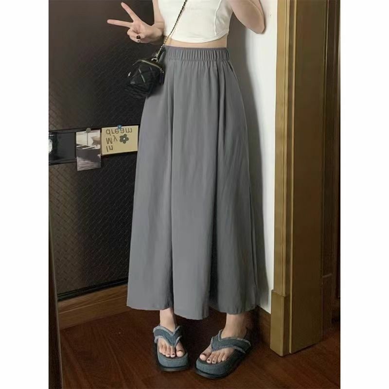 Falda de cintura elástica para Yamamoto, falda ancha de cintura alta, acampanada, acampanada, para verano, 2024