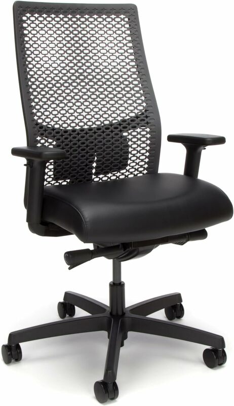 Office chair for high airflow and bend support - adjustable lumbar spine, home office computer desk chair, back pain - black