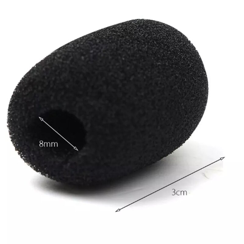 100Pcs Microphone Headset Grill Windshield Sponge Foam Black Mic Cover 30mmx8mm