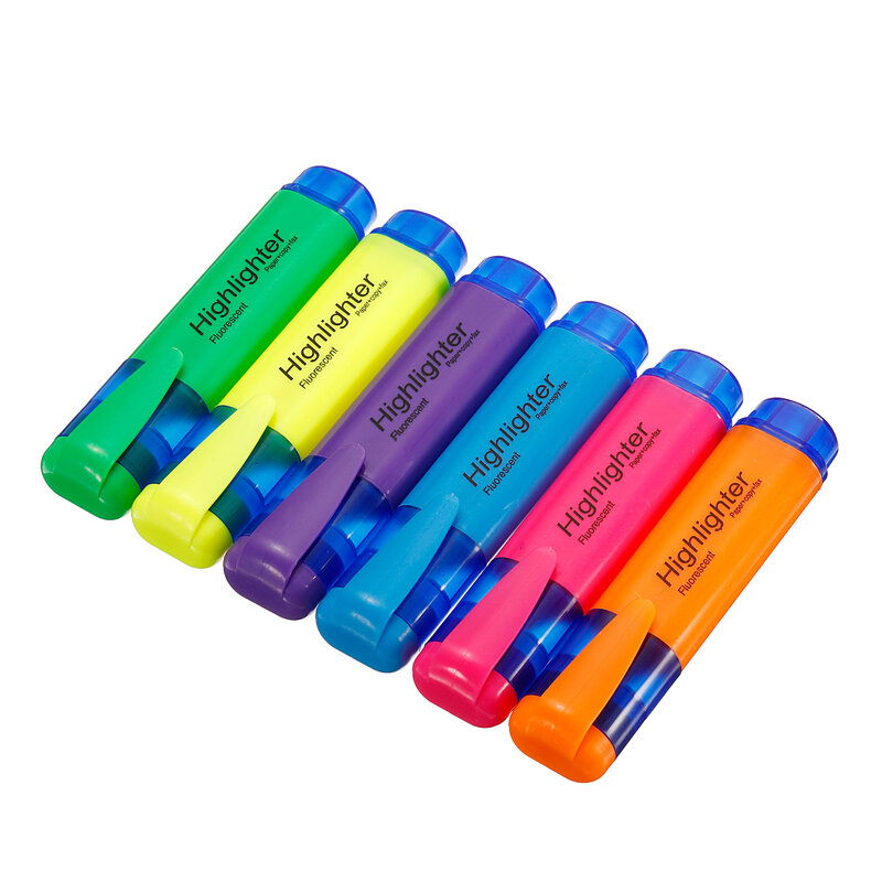蛍光ペン,4または6個のセット,平らな筆記用のペン,オフィス文房具