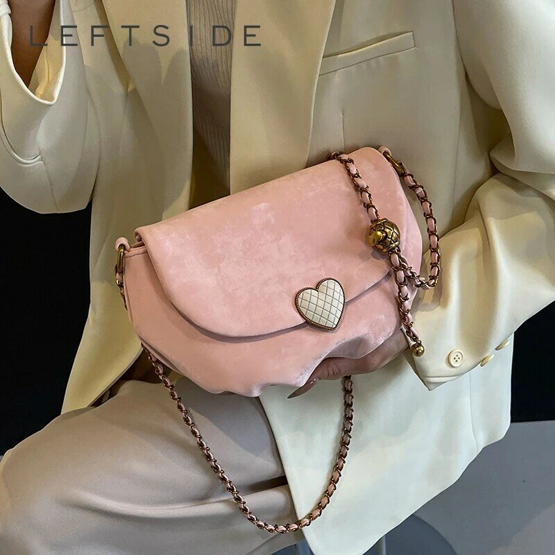 حقيبة كتف جلدية للنساء ، حقيبة كروس بودي ، حقائب يد وحقائب محافظ ، تصميم سلسلة ، موضة كورية ، أنثى