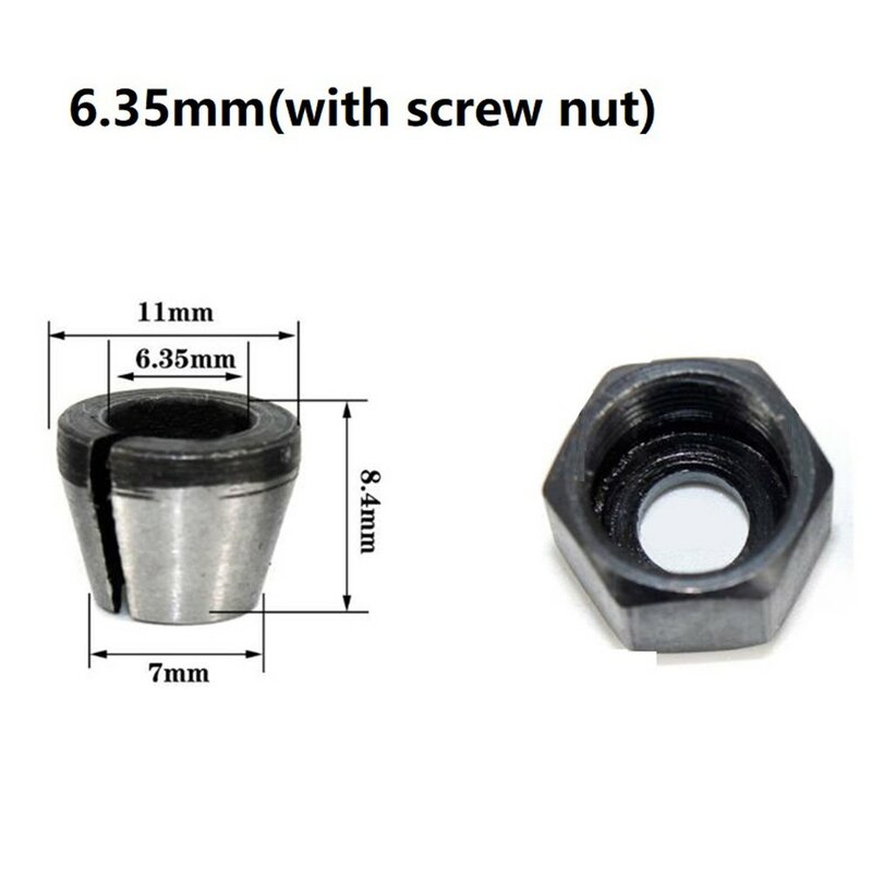 1set Collet Chuck Adapter With Nut 6mm/6.35mm/8mm For Engraving Trimming Machine Electric Wood Router Chuck Conversion