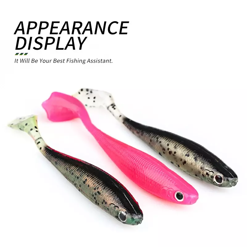 Ardea Umpan Lembut 5 Buah 95Mm/5.9G 3D Mata Silikon Cacing Bentuk Ikan Buatan Umpan Wobblers Bebek Palm Dayung Ekor Bass Tackle