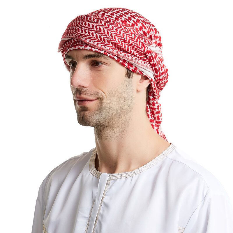 ผ้าขนหนูฮัจญ์ลายตารางหมากรุกคุณภาพสูงขนแกะมุสลิม55นิ้วสำหรับผู้ชายตะวันออกผู้ใหญ่ฟรีไซส์140*140ซม.