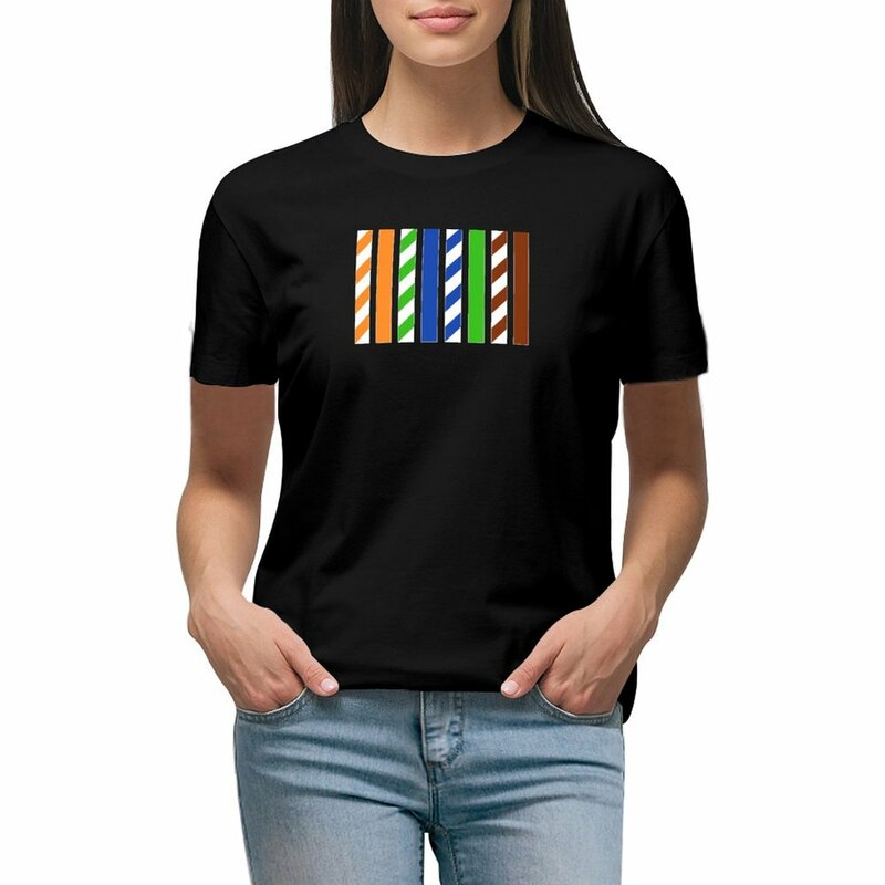 T-shirt Ethernet para mulher, roupa gira