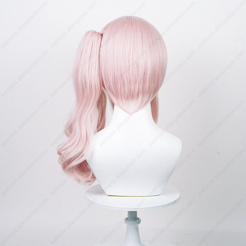 Anime Akiyama Mizuki peruka do Cosplay 45cm długie różowe kręcone skóry głowy peruki odporne na ciepło syntetyczne włosy