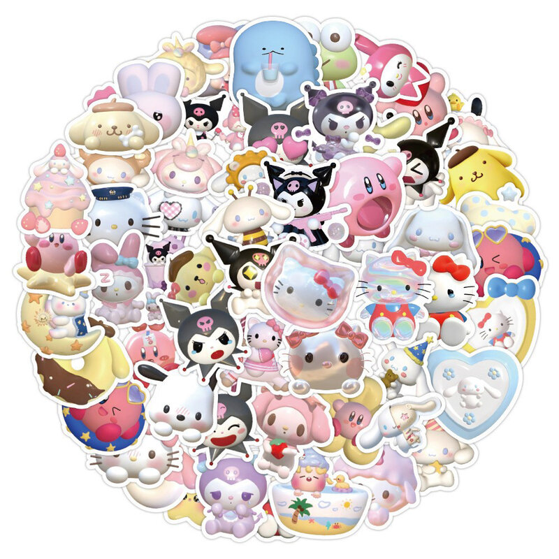 10/30/60/120 buah stiker estetika lucu Kuromi My Melody stiker kartun Anime buku tempel Laptop stiker mobil telepon mainan anak