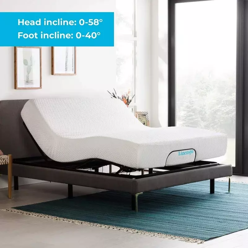 Linenspa-Marco de cama ajustable, cabeza independiente e inclinación del pie, potente Motor silencioso, fácil montaje libre de herramientas, tumbona