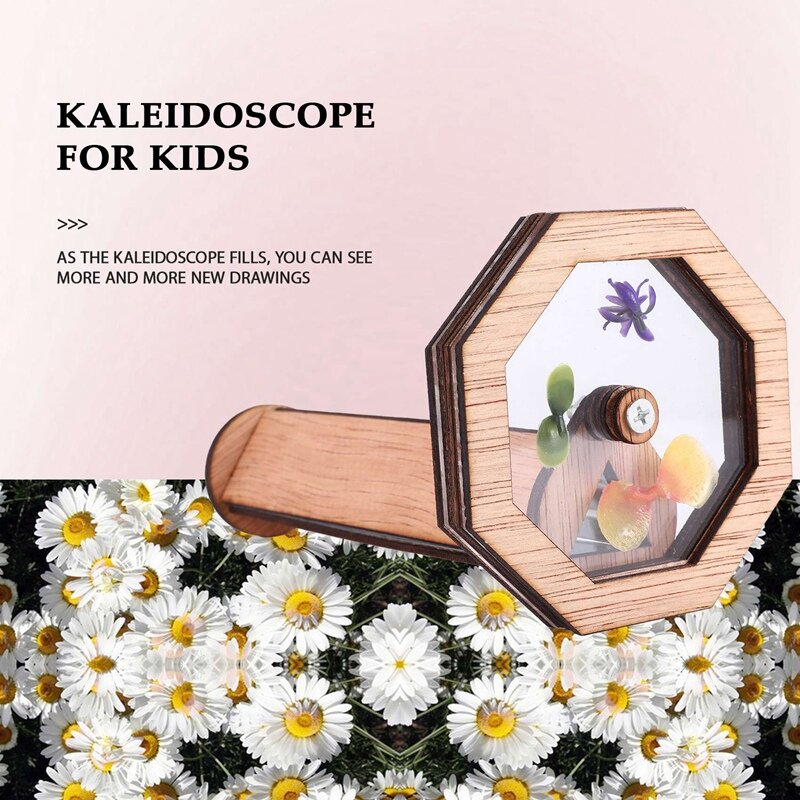 Kit caleidoscópio de madeira clássico para crianças e adultos, brinquedos sensoriais da criança, presente DIY, top