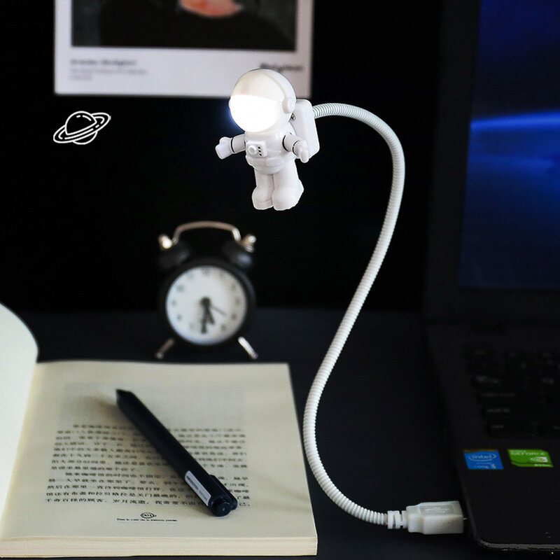 USB 야간 조명 LED 우주 비행사 램프 책상 램프 유연한 LED 야간 조명 5V 독서 테이블 조명 공간 남자 장식 램프 노트북