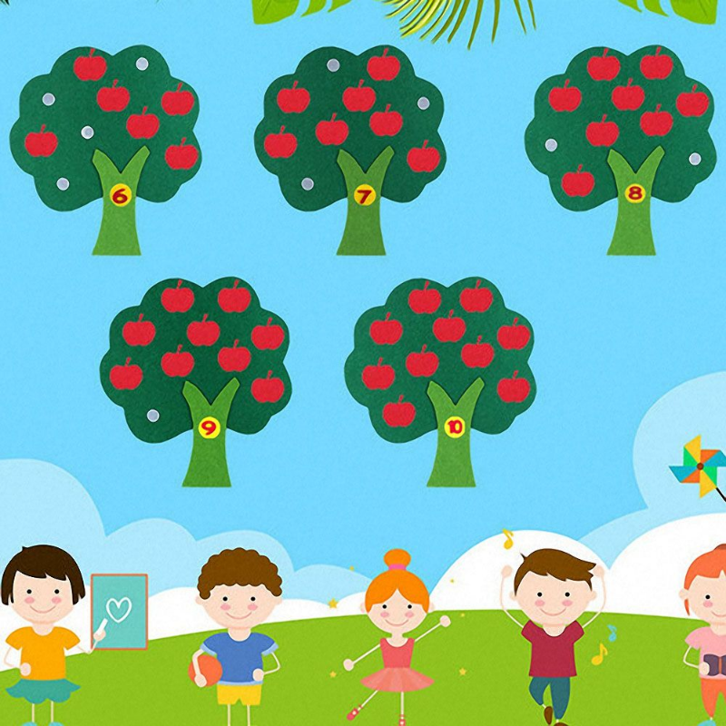 مونتيسوري التعليمية لتقوم بها بنفسك نسج القماش ، شجرة التفاح الرياضيات ألعاب تعليمية للأطفال ، ما قبل المدرسة الوسائل التعليمية الحسية للأطفال