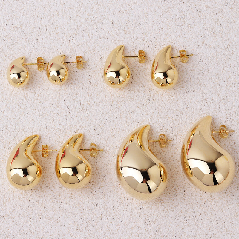 Orecchini pendenti a cupola grossi placcati in oro Vintage per le donne orecchini pendenti a strappo spessi in acciaio inossidabile lucido Dupes cerchi leggeri