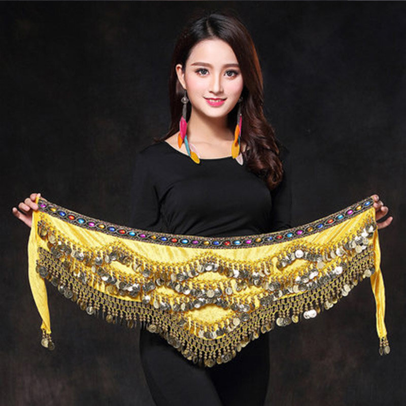 Sabuk koin tari perut Oriental/India syal pinggul BellyDance koin emas aksesoris kostum tari perut sabuk koin menari
