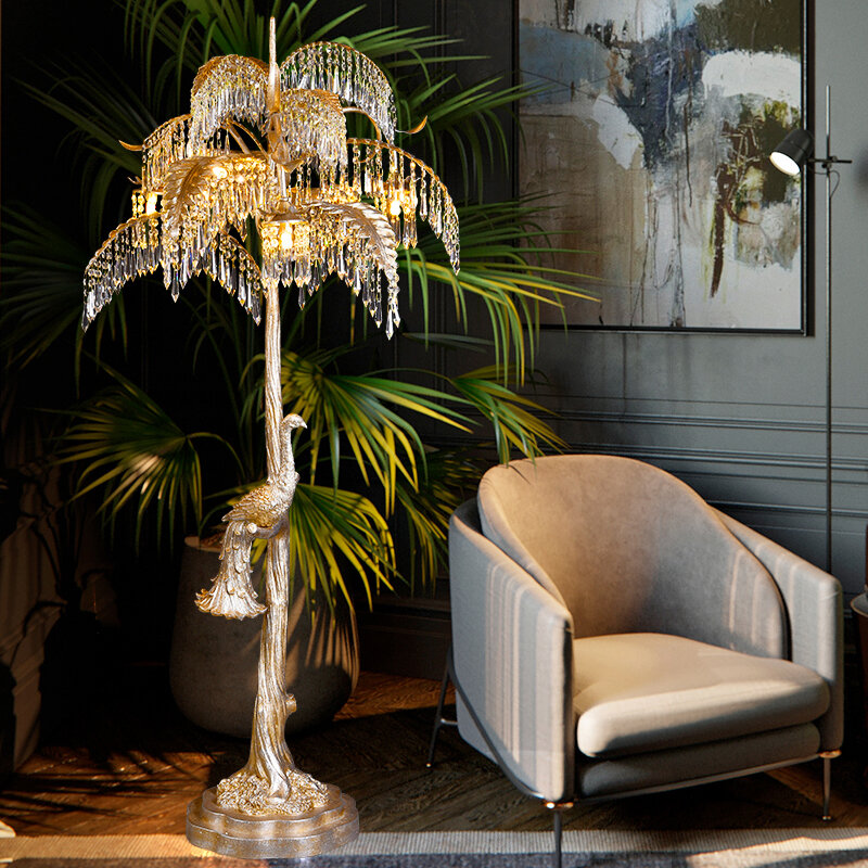 Französisch Stil Retro Villa Wohnzimmer Hotel Schlafzimmer Bekleidungs geschäft weiche Dekoration Design Kupfer Pfau Sofa Stehlampe