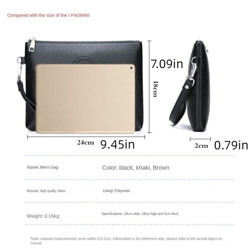 Leisure Male Clutch Bag New PU Soft Leather Large Capacity Handheld Bag Mobile Phone Bag