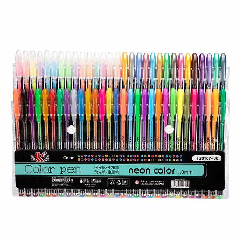 12 warna/Set Glitter gambar sketsa pena warna pena Gel Set isi ulang Rollerball Pastel Neon Marker alat tulis kantor sekolah
