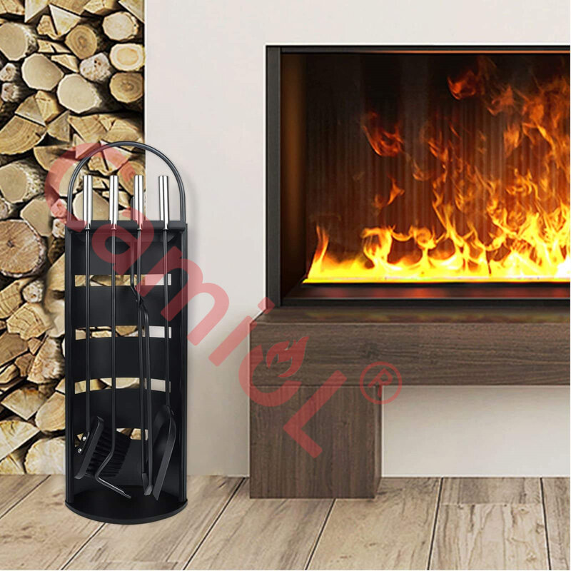 Fireplace Tools Set Of 5 pcs Fireplace Accessories Brass Plated Poker/Shovel/Tongs & Brush Fire Poker Set for Chimney
