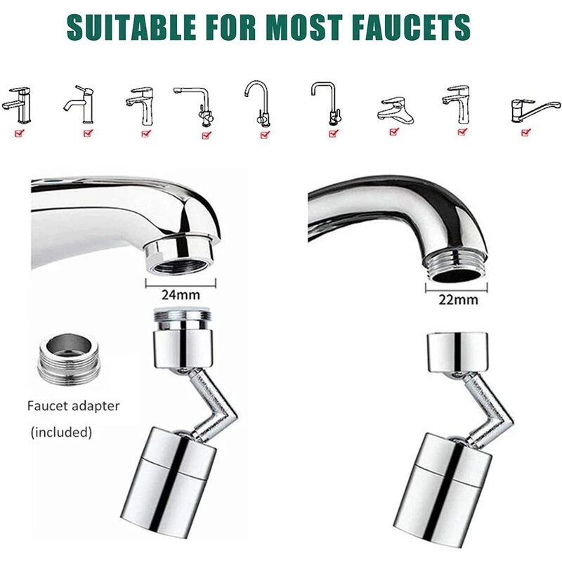 720 ° Universal Kitchen Faucet Anti-splash Aerador Banheiro Torneira Rotatable Faucet Pulverizador Poupança Água Torneira Bico Extensor Adaptador