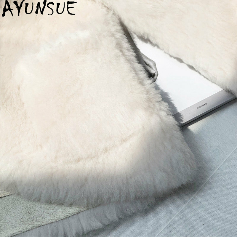 AYUNSUE 100% Wool Jackets for Women 2023 Autumn Winter Sheep Shearing Jacket Fur Coat Women Round Collar Wool Coats Outerwears