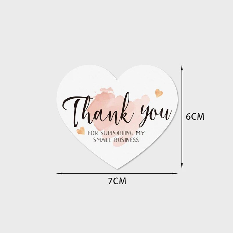 30Pcs/Pack Heart-Shaped English Thank You Card Pink Gift Decorative Cards Greeting Cards Thank You Card Packaging Card