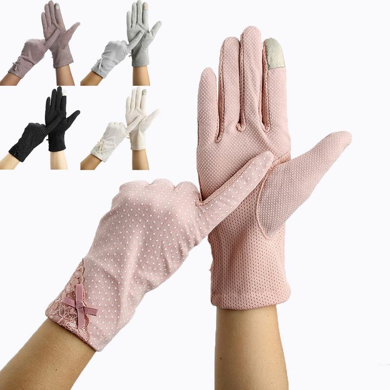 Lente Vrouwen Ademende Stretch Slip Resistente Touchscreen Kanten Handschoenen Rijden Handschoen Zonnebrandhandschoenen