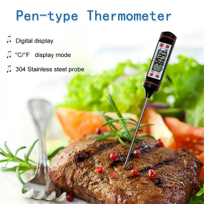 Digital comida termômetro cozinha cozinhar churrasco sonda eletrônico forno de carne água leite sensor calibres ferramentas medição termômetros