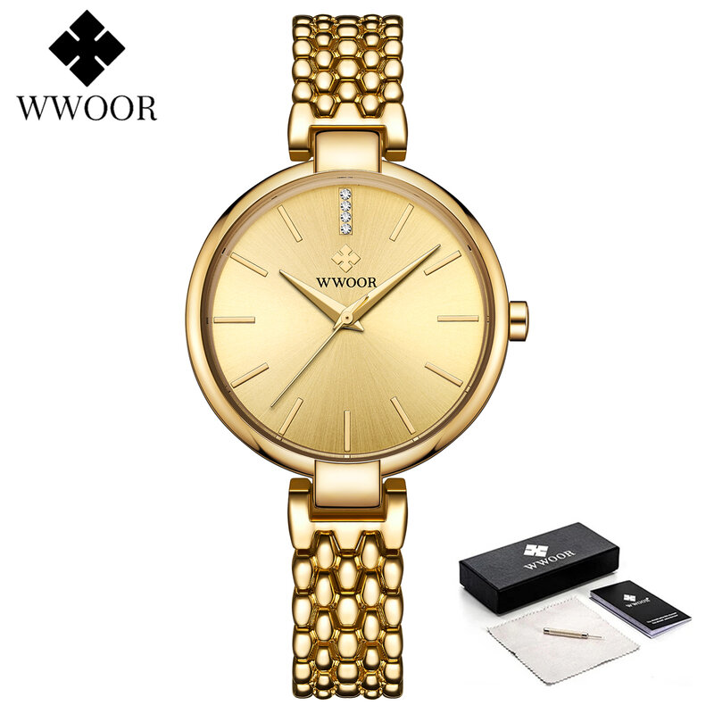 Top Brand WWOOR Fashion Watch For Women Casual Elegant Dress Diamond bracciale orologi da polso orologio al quarzo femminile Relogio Feminino