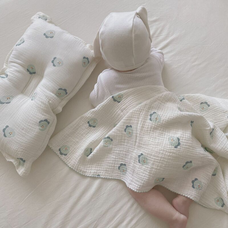 Ins cobertores dos desenhos animados para o bebê, musselina swaddle, bebês acessórios, algodão, respirável, fino, infantil, verão consolador