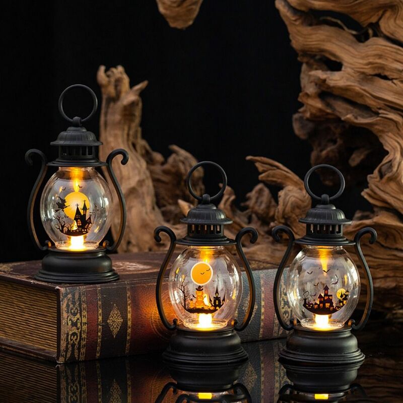 Night Light Halloween Pumpkin Lantern Retro Horror Props Ghost Oil Lamp Party Decoration Hanging LED Light Home