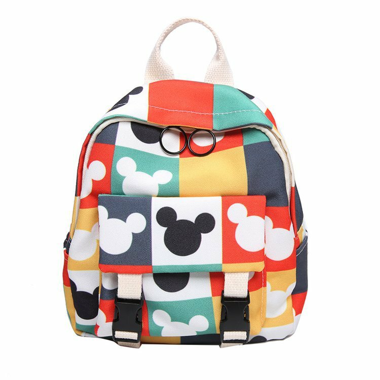 Mochila de moda para niñas pequeñas, bolsa de lona ligera, suave, de viaje al aire libre, dos bolsos de hombro, estampado completo de Mickey, bolsas pequeñas y lindas