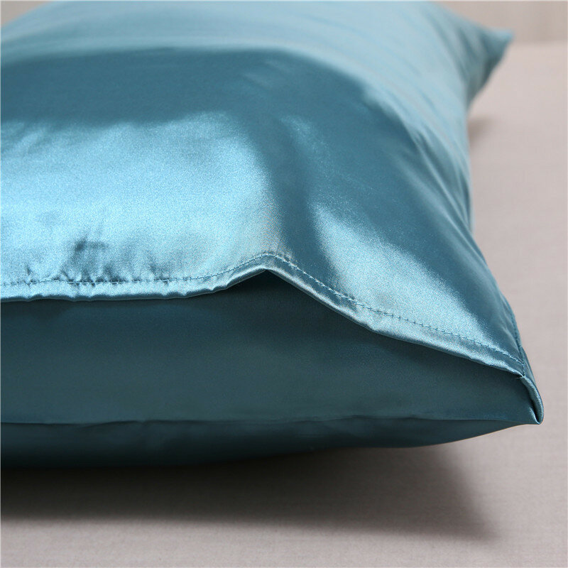 Silky Satin Silk Pillow Cover, Confortável Cabelo Beleza Fronha, Decoração de Casa, Padrão e Rainha, 1Pc